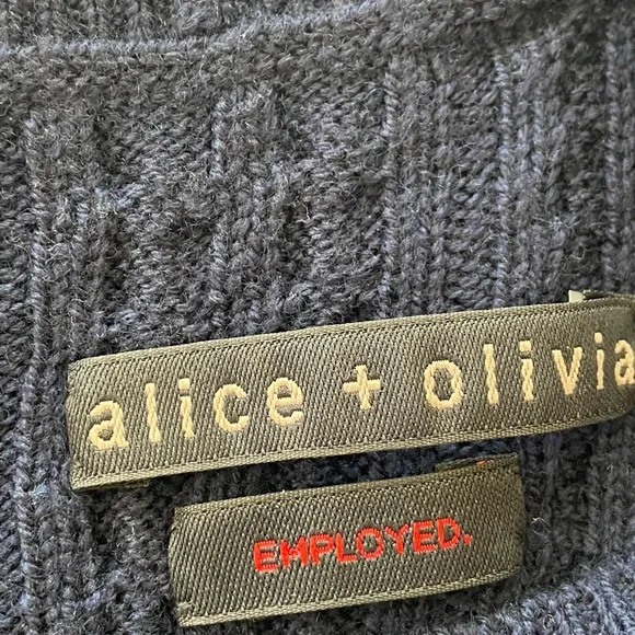 Alice + Olivia Blue Mini Cable Knit Wool Sweater Dress - Picture 6 of 8